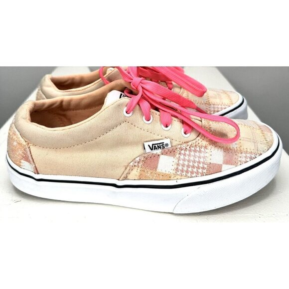VANS Off The Wall Shoes US Missy Pink Checkerboard Patchwork Lace Up Size 4 - Picture 6 of 11
